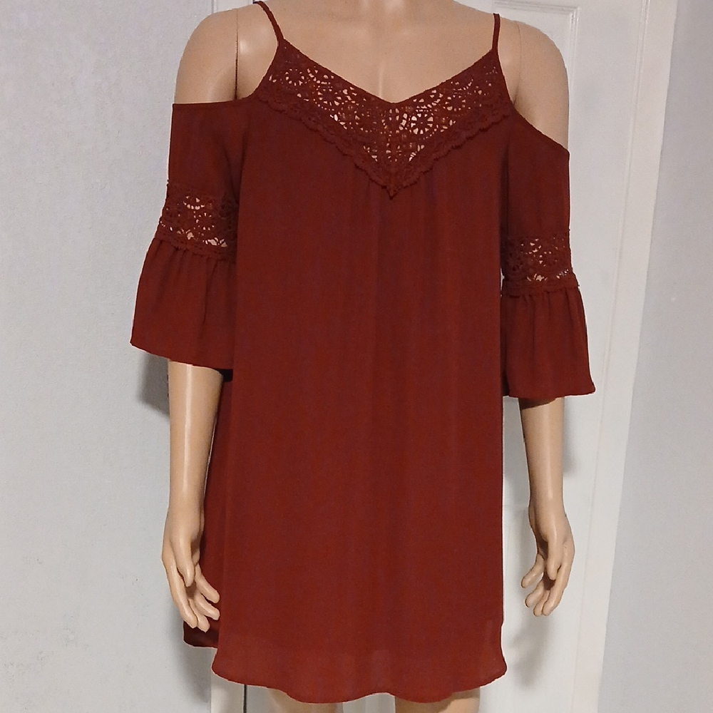 Brown Embellished Cut Out Mini Sundress